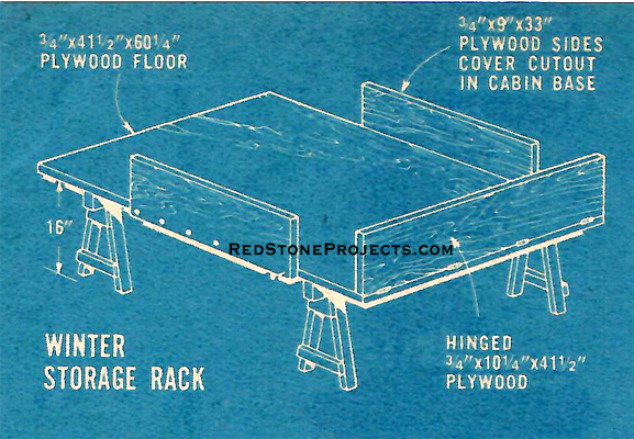 Removable camper winter storage rack.